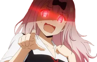 😈 Chika Fujiwara Kaguya-sama: Love Is War アニメ, 女の子, 指差し, 怒り, かぐや様, 藤原千花 whatsapp sticker