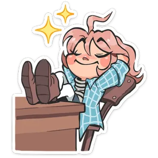 😌 Cartone animato, Riposo, Rilassante, Anime, Manga, Capelli rosa, Personaggio telegram sticker