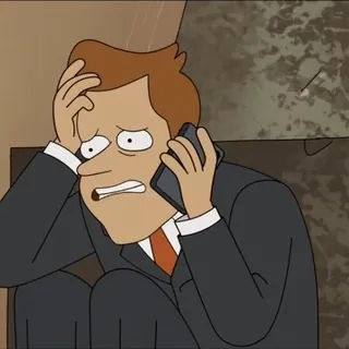 😫 Cartone animato, Triste, Stressato, Ufficio, Affari, Telefono telegram sticker
