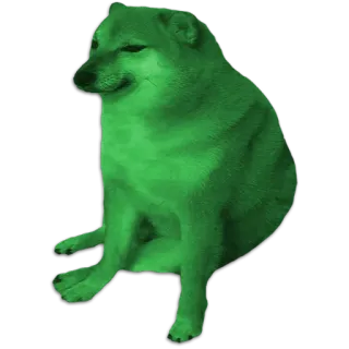 🐶 doge, cheems, หมา, มีม, สีเขียว, สัตว์ whatsapp sticker