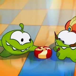 🍭 Om Nom Cut the Rope Om Nom, Cut the Rope, bonbon, jeu vidéo, dessin animé, monstre vert whatsapp sticker