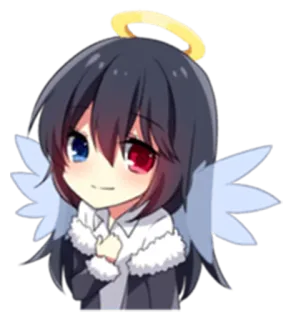 😇 anime girl, angel, cute, chibi, kawaii, wings, halo telegram sticker