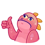 👍 恐竜, ピンク, いいね, アニメ, ポジティブ, かわいい telegram sticker