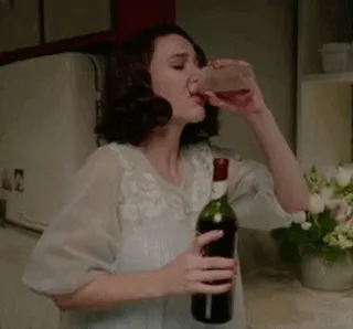 🥃 woman, wine, drinking, red wine, alcohol, kitchen telegram sticker