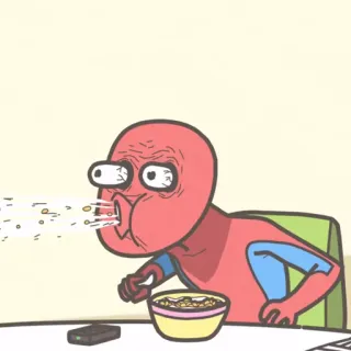 😗 Spider-Man spider-man, cartoon, lustig, frühstück, müsli, meme telegram sticker