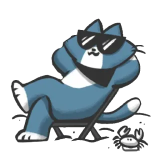 😎 gato, cangrejo, gafas de sol, playa, relajante, dibujos animados telegram sticker