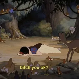 ⛄️ Snow White bitch you ok? 백설 공주, 밈, 웃긴, 만화, 동물 telegram sticker