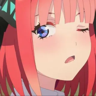 🦋 Nino Nakano The Quintessential Quintuplets Anime, Lindo, Chica, Pelo rosa, Personaje, Expresión telegram sticker