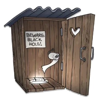 🚽 BEWARE BLACK HOLE! Letrina, Inodoro, Agujero negro, Humor, Divertido, Advertencia, Baño telegram sticker