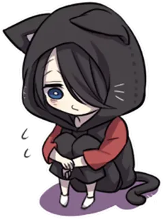 😔 Katze, Anime, süß, Hoodie, Chibi telegram sticker
