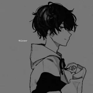 ▪️ ilexer anime, boy, hoodie, manga, illustration, cartoon telegram sticker