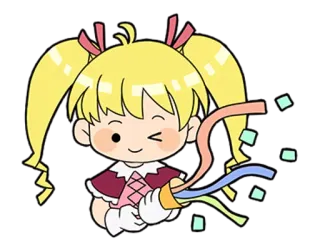🎊 만화, 소녀, 금발, 콘페티, 파티 telegram sticker