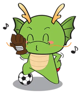 😙 naga, kartun, sepak bola, imut, maskot, fantasi, unik telegram sticker