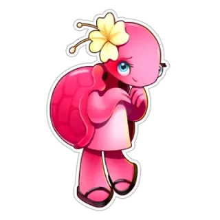 ☺️ tartaruga, desenho animado, fofo, adesivo, personagem, flor telegram sticker