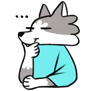 🤔 lobo, pensando, animal, dibujos animados, lindo, peludo telegram sticker