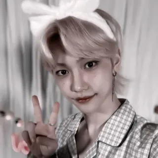 🧹 Felix kpop, celebridade, cantor, stray kids, sinal de paz, selfie telegram sticker