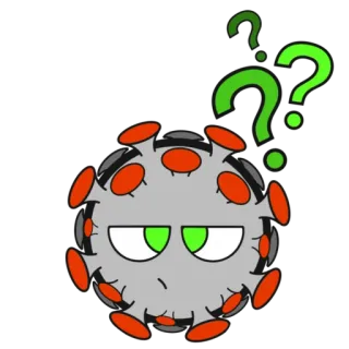 🤔 vírus, pergunta, confuso, desenho animado, COVID-19, germe telegram sticker