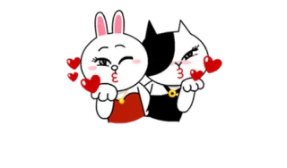 😘 милый, зайчик, кошка, поцелуй, любовь, сердечки, мультфильм, анимация whatsapp sticker