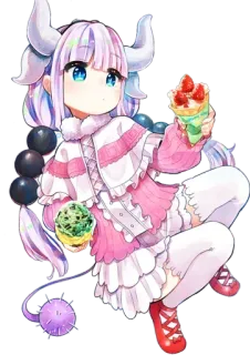🤤 Kanna Kamui Miss Kobayashi's Dragon Maid Anime, Dragão, Kanna, Kawaii, Fofo, Sobremesa, Personagem whatsapp sticker