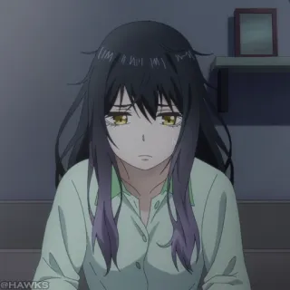👻 anime, garota, triste, chorando, cabelo comprido telegram sticker