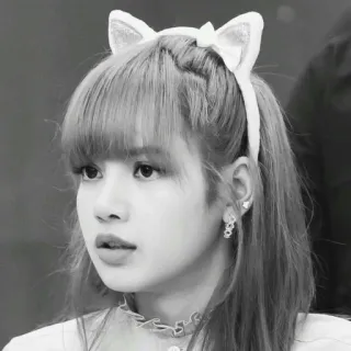 🖤 Lisa Lisa, Blackpink, K-pop, Ca sĩ, Thần tượng, Tai mèo, Trắng đen telegram sticker