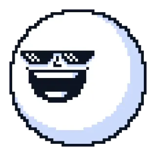 😎 pixel art, sunglasses, cool, white blob, funny, meme telegram sticker