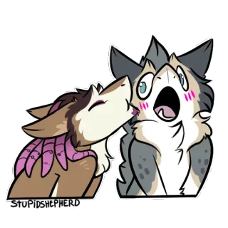 ❤️ animal, kiss, cartoon, cute, sticker telegram sticker