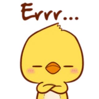 😑 Errr... pintinho amarelo, fofo, desenho animado, expressão, irritado telegram sticker