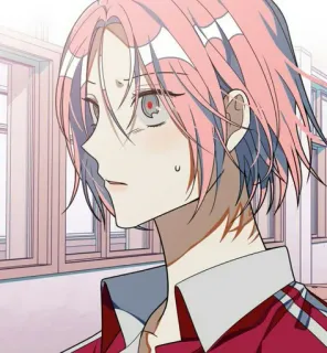 😥 anime, manga, cartoon, character, pink hair, school uniform telegram sticker