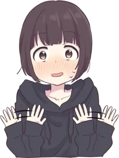 😳 Anime, Dessin animé, Kawaii, Mignon, Fille, Timide, Nerveux/Nerveuse whatsapp sticker