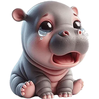 😭 kuda nil, menangis, sedih, binatang, imut, kawaii, kartun, stiker telegram sticker