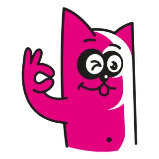 👌 แมว, การ์ตูน, สีชมพู, ขยิบตา, โอเค telegram sticker