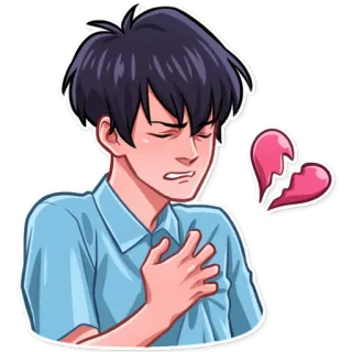 💔 złamaneserce, smutny, rozżalony, ból, kreskówka, emocjonalny whatsapp sticker