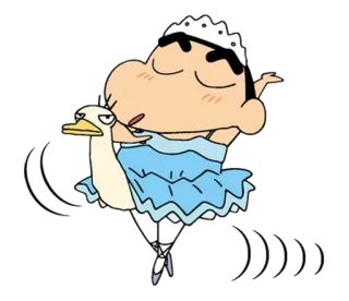 👙 Shin-chan Crayon Shin-chan cartoon, anime, comedy, dance, swan, ballet telegram sticker