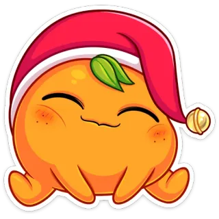 ☺️ orange, noël, mignon, dessin animé, kawaii, autocollant, bonnet de père noël, fête, hiver telegram sticker