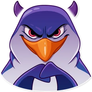 😈 Pinguin, Cartoon, böse, gruselig, lustig, Aufkleber telegram sticker