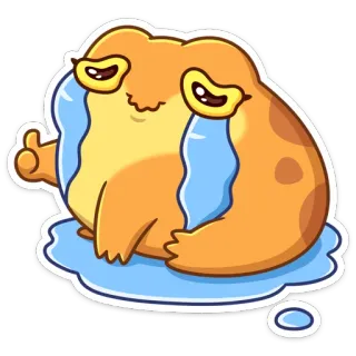 😭 grenouille, pleurer, triste, émotion, larmes, dessin animé, sticker whatsapp sticker