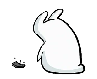 🙁 lapin, lapin blanc, dessin animé, animal, lapinou telegram sticker
