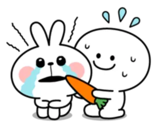 🥕 lapin, carotte, pleurer, mignon, dessin animé, bande dessinée telegram sticker