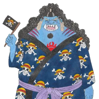 👋 Jinbe One Piece Jinbei, One Piece, Anime, Piratenflagge telegram sticker