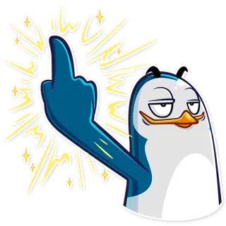 🖕 pinguino, dito medio, offensivo, cartone animato, uccello, gesto whatsapp sticker