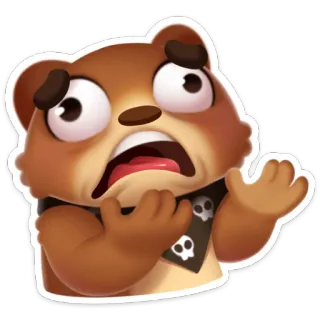 😧 медведь, мультфильм, наклейка, испуганный, эмоциональный whatsapp sticker