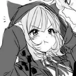 😡 anime girl, manga, cat ears, hoodie, cartoon, sticker telegram sticker