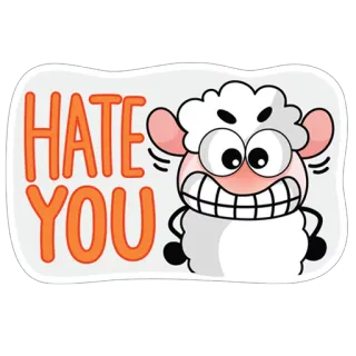 😊 HATE YOU sheep, cartoon, hate, angry, you whatsapp sticker