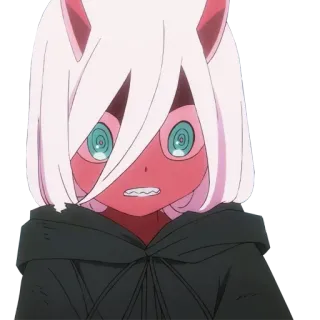 😦 Zero Two Darling in the Franxx Anime, Zero Two, Darling in the Franxx, Cartoon, Pink, Mädchen, Charakter telegram sticker