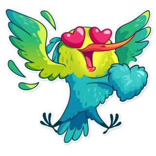 ❤ vogel, liefde, hartjesogen, cartoon, dier, sticker telegram sticker