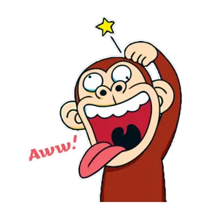 😆 Aww! 猴子, 可爱, 卡通, 快乐, 动物, 贴纸 telegram sticker