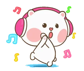 🕺 ours, mignon, casque, musique, écoute, dessin animé, animal whatsapp sticker