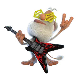 🤘 Booba мультик, гитара, рок, Буба, монстр, белый telegram sticker