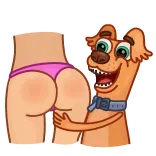 🍑 sedere, cane, cartone animato, perizoma, offensivo, umorismo whatsapp sticker
